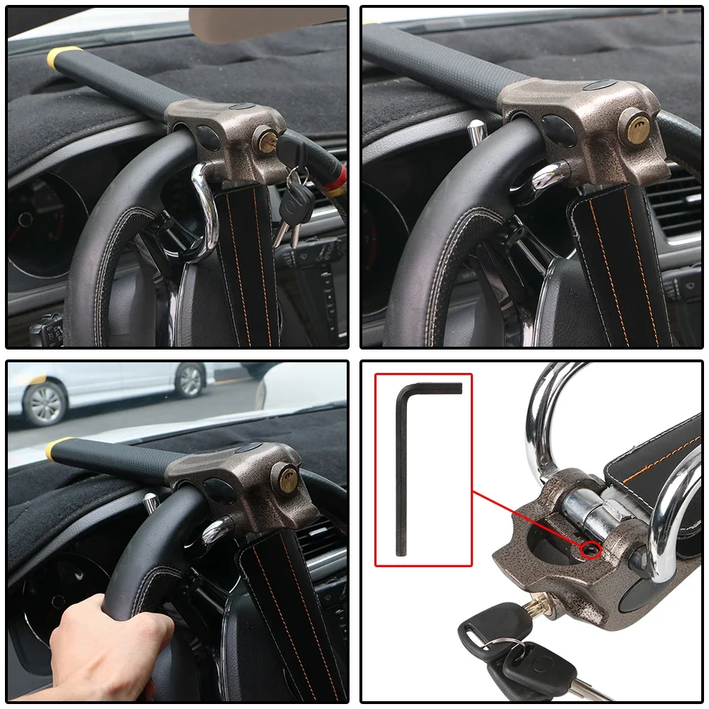 Car Steering Wheel Anti-Theft Lock Protection T-Locks Automobile Steering Lock Foldable Security Car Locks Accessories steering wheel lock