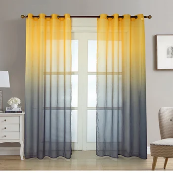 Elegant Window Voile Panel Drape Gradient Solid Color Sheer Window Curtains Treatment for Home Decor Bedroom Living Room Patio 1