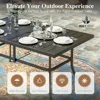 Black Metal Table with Umbrella Hole, Outdoor Rattan Dining Set for Lawn, Garden Sofas 4