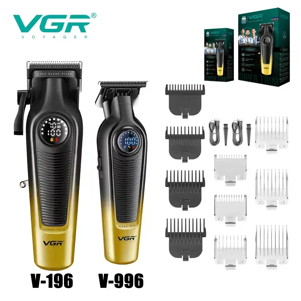 Professionelles Friseur-Schneidemaschinen-Set mit DLC-Klinge, 7000 U/min, kabellose Herren-Haarschneidemaschine VGR V-196 V-996