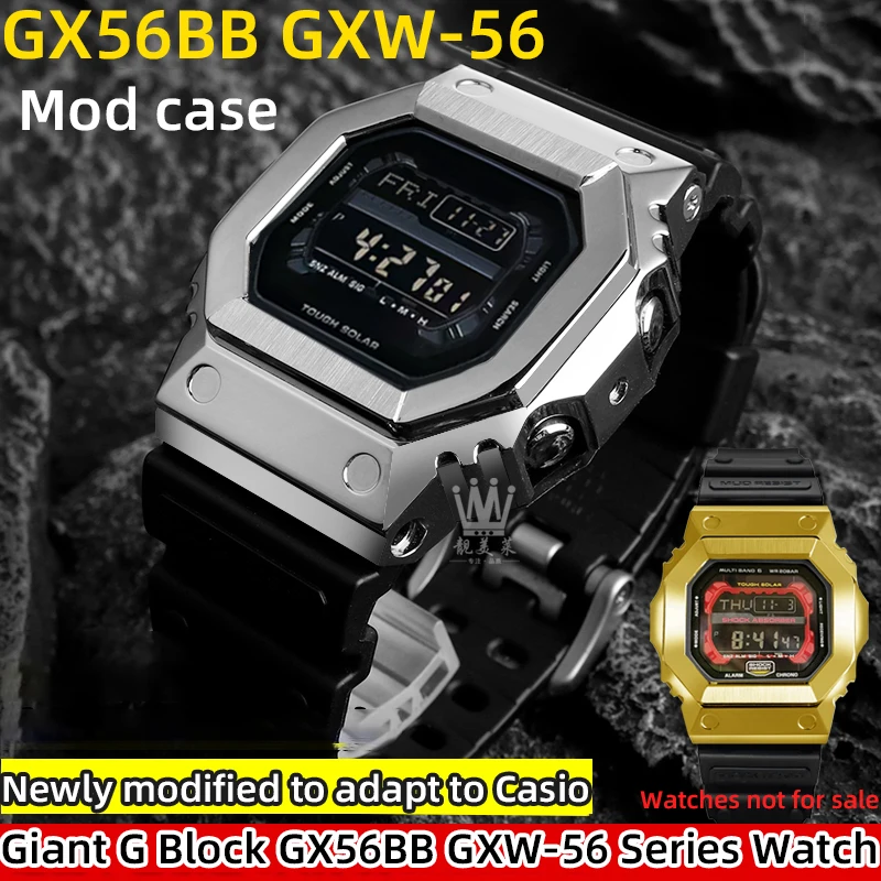 

GX-56 mod kit for Casio giant G G-SHOCK large square GX-56BB GXW-56 metal case+strap stainless steel bracelet silver black gold