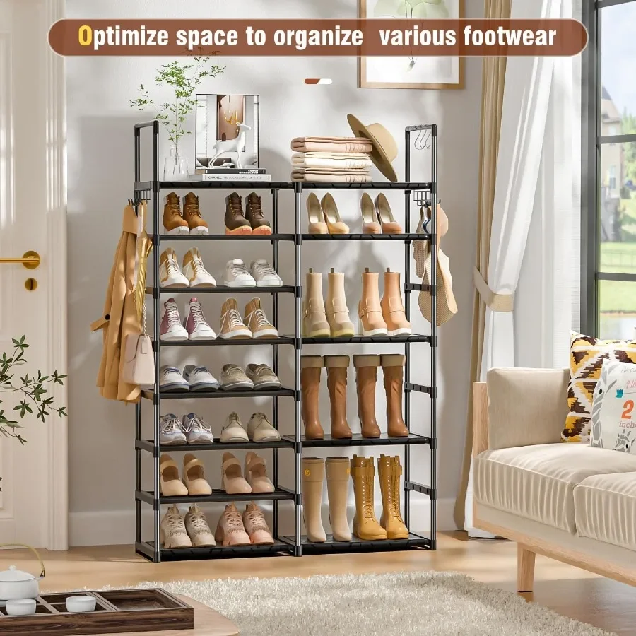 Shoe Rack Organizer 8 Tiers Tall Shoe Racks Shelf Storage 2632 Pairs Vertical Large Rack Stackable Shoes Racks for Entryway Clo