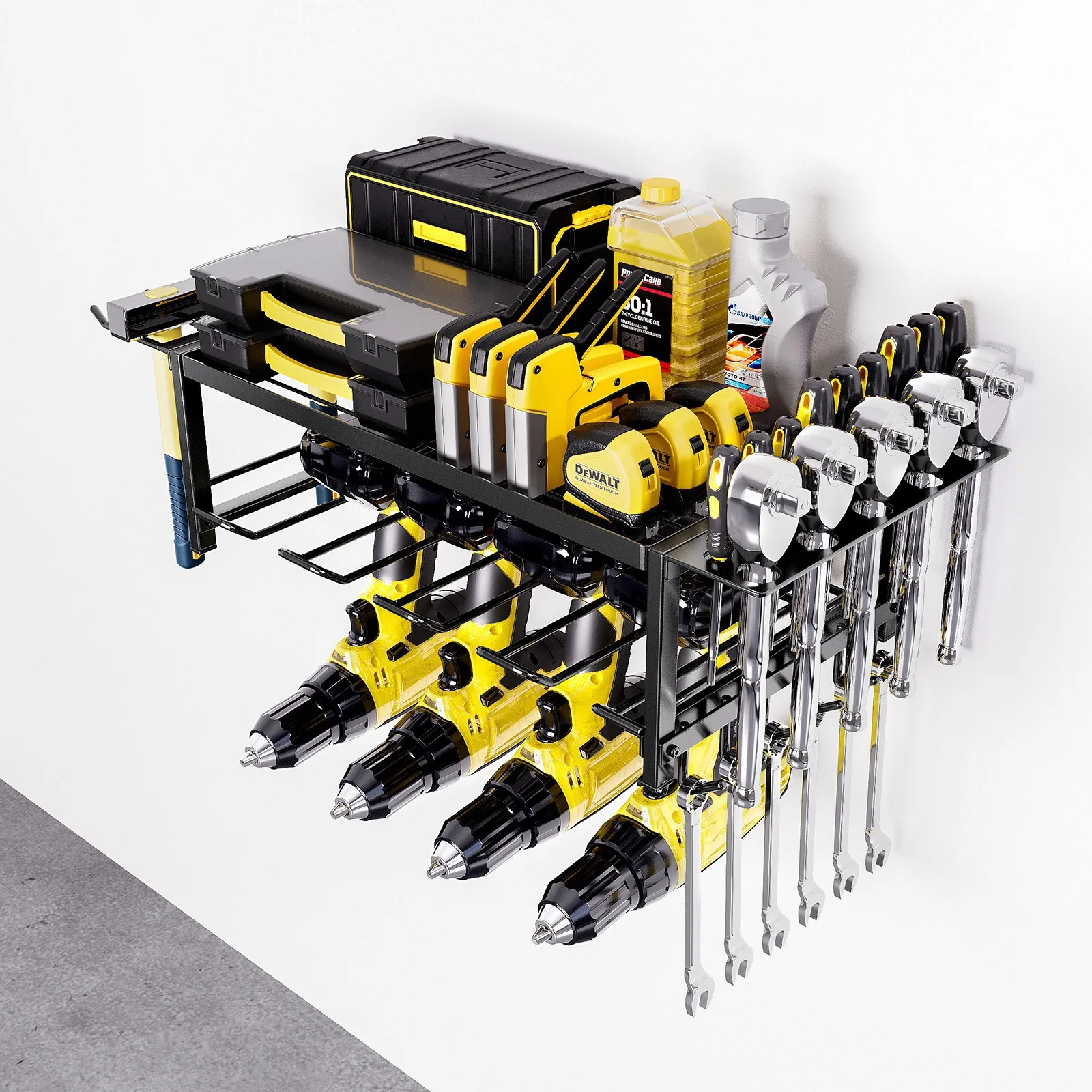 Elektrowerkzeug-Organizer Wandmontage Schwerlast-Metall-Werkzeugregal Schrank Bohrmaschinenhalter Metall-Aufbewahrungsregal für die Garage – Detail 9
