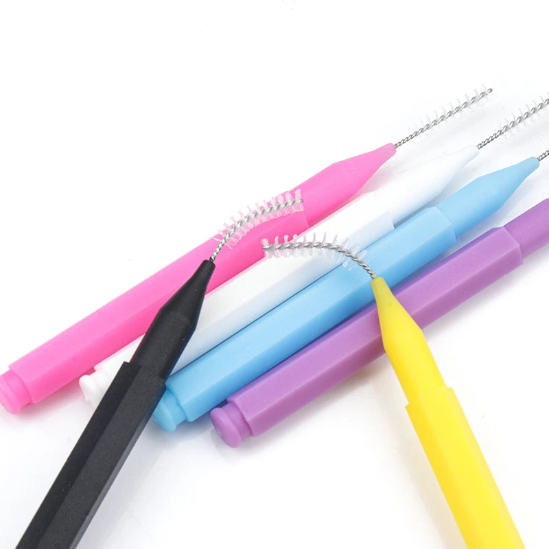 10개입 치간 칫솔 치실 브러쉬 교정기용 라이트 치실 픽 속눈썹 브러쉬 미용 도구 브러쉬