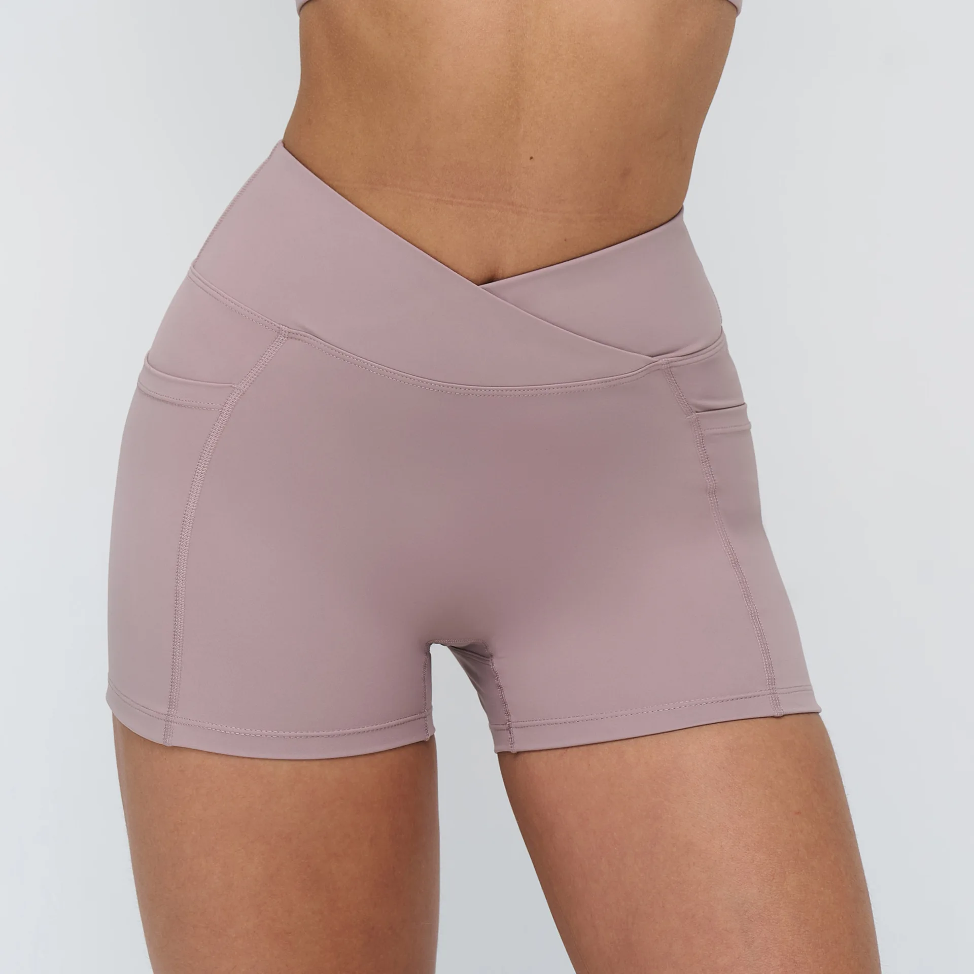 Legging Court Sport Femme Taille Haute avec Poches