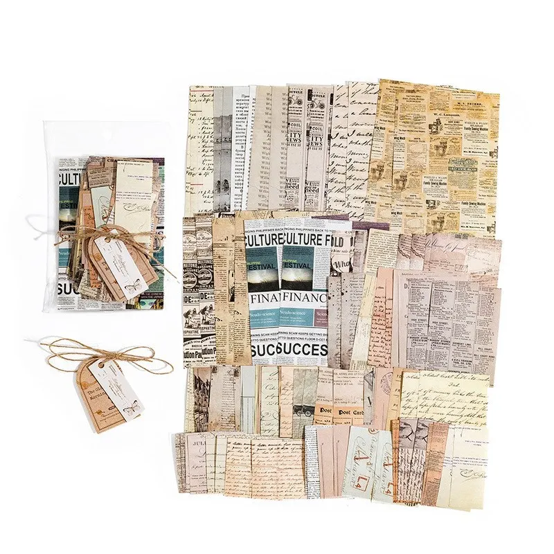 100 Pcs Retro Style Material Paper Junk Journal Planner Scrapbooking Vintage Decorative Diy Craft Background Paper