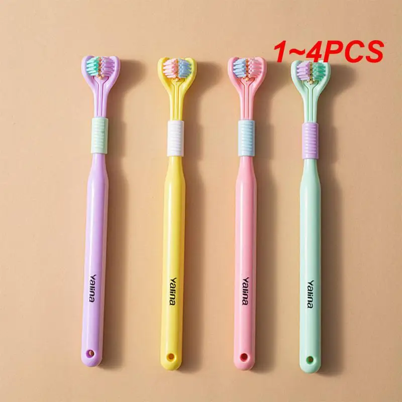 

1~4PCS Stereo Three-Sided Toothbrush PBT Ultra Fine Soft Hair Adult Toothbrushes Tongue Scraper Deep Cleaning Oral Care Teeth