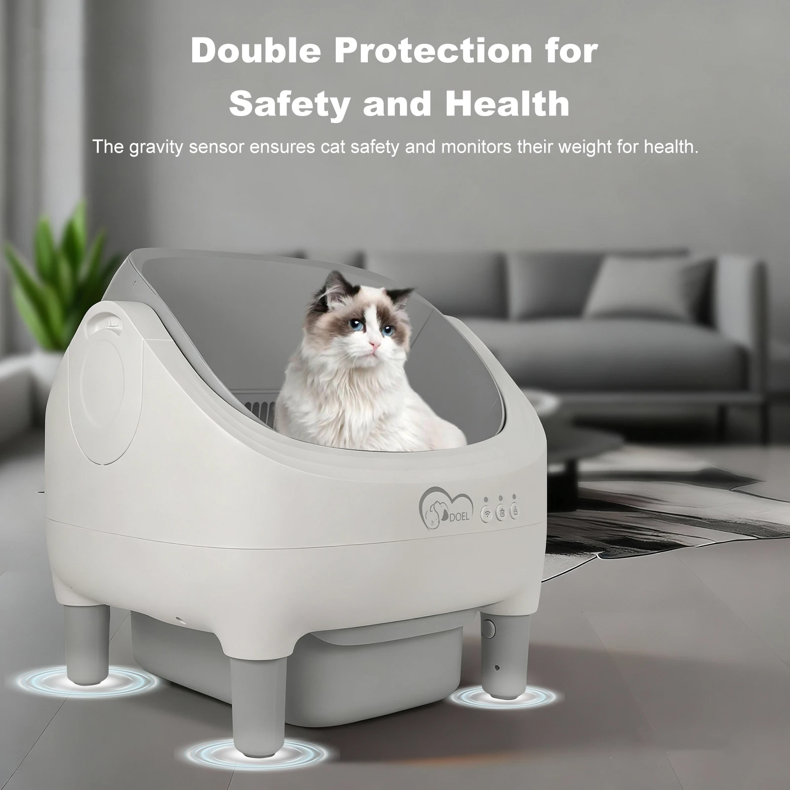 Automatinis kačių tualetas 76L su APP valdymu ir XXL stalčiumi. - Image 3