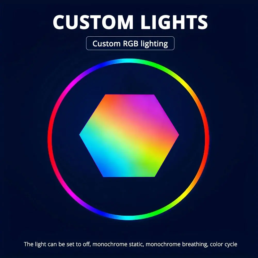 Smart RGB Hexagon LED Wall Panels USB Powered – DIY Modular Ambient Lighting, Color Changing, Dimmable with App & Music Sync for Gaming Room