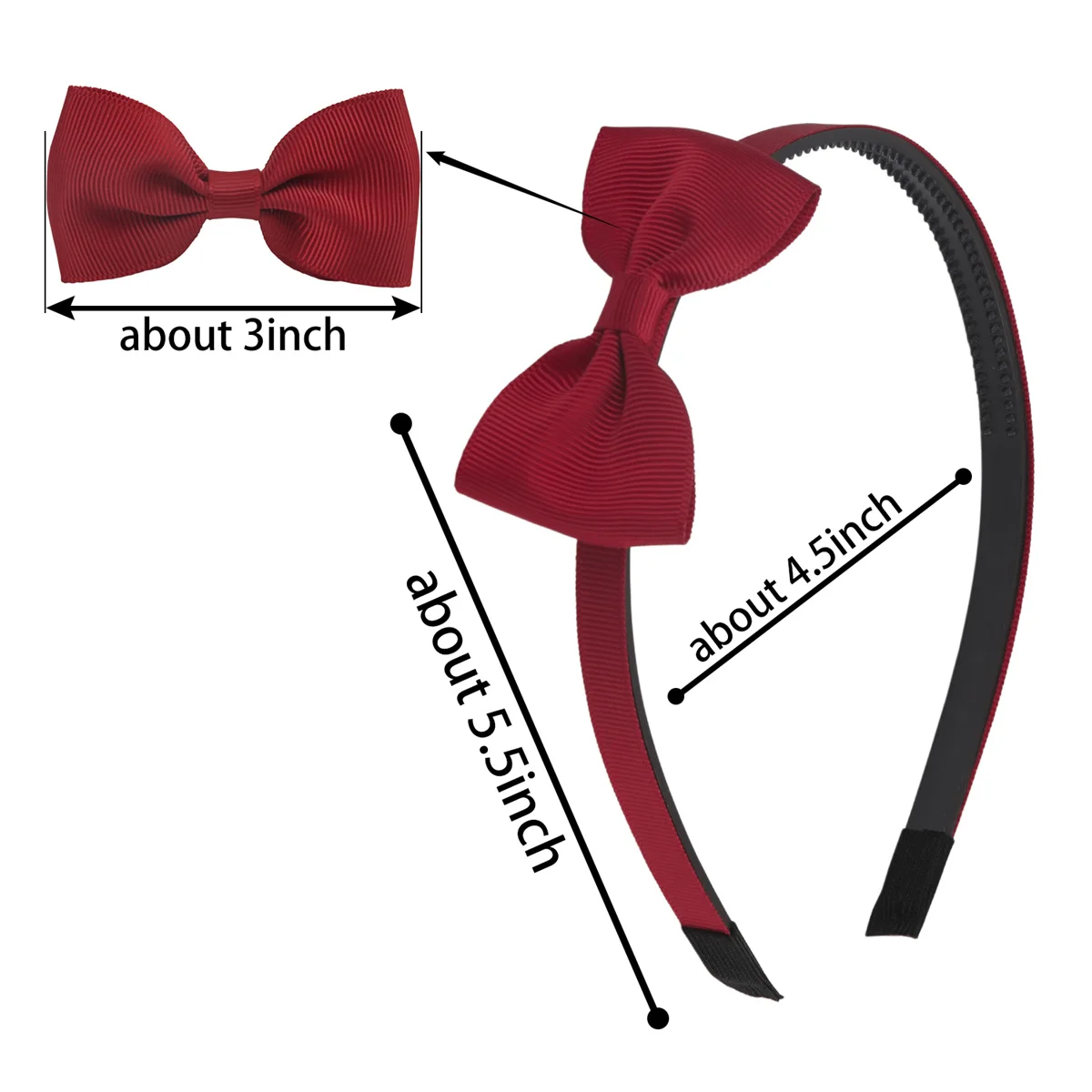 Kids Grosgrain Ribbon Hair Bows - 3 Inch Headbands for Girls