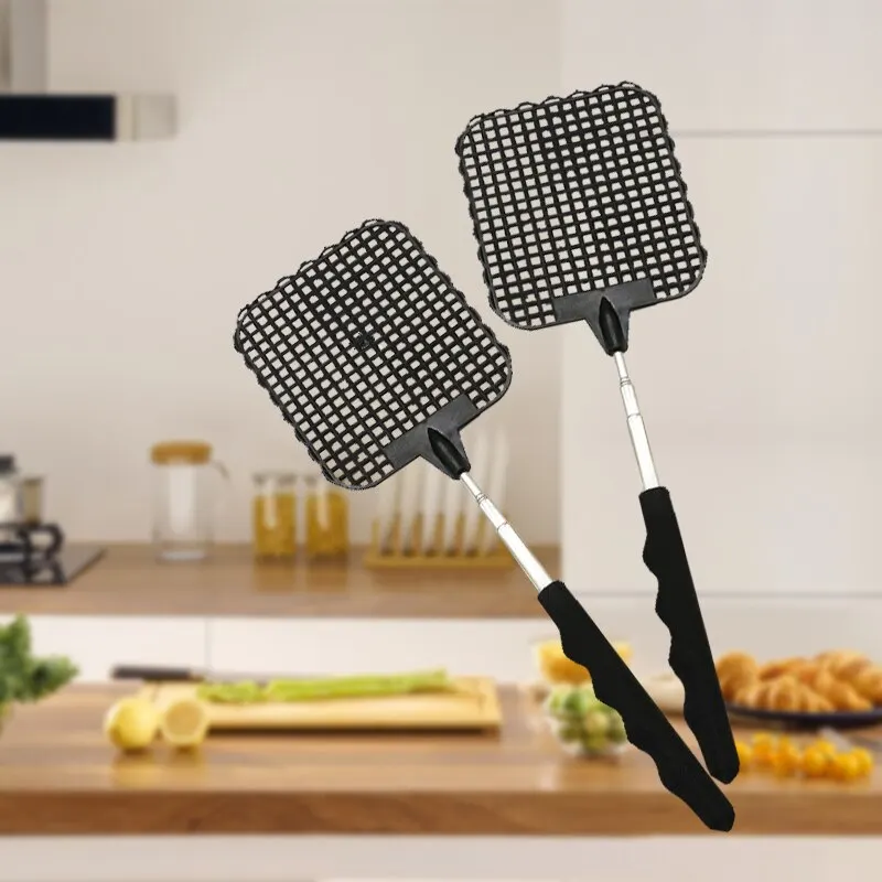 5 Pack Black Creative Fly Swatter Mosquito Swatter Stainless Steel Expansion Design Fly Repellent Supplies fly swatter