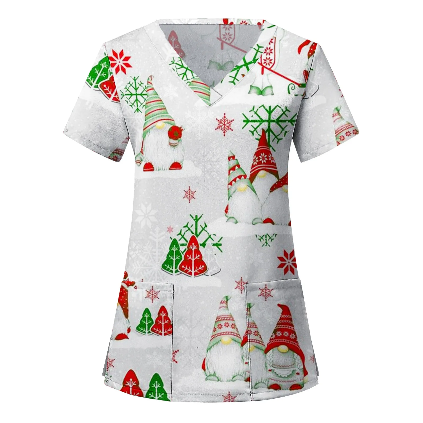 

Christmas Snowman Nurse Uniforms Women Carer Tops Short Sleeve Pet Groom Scrub Uniform Clinic uniforme de enfermera para mujer