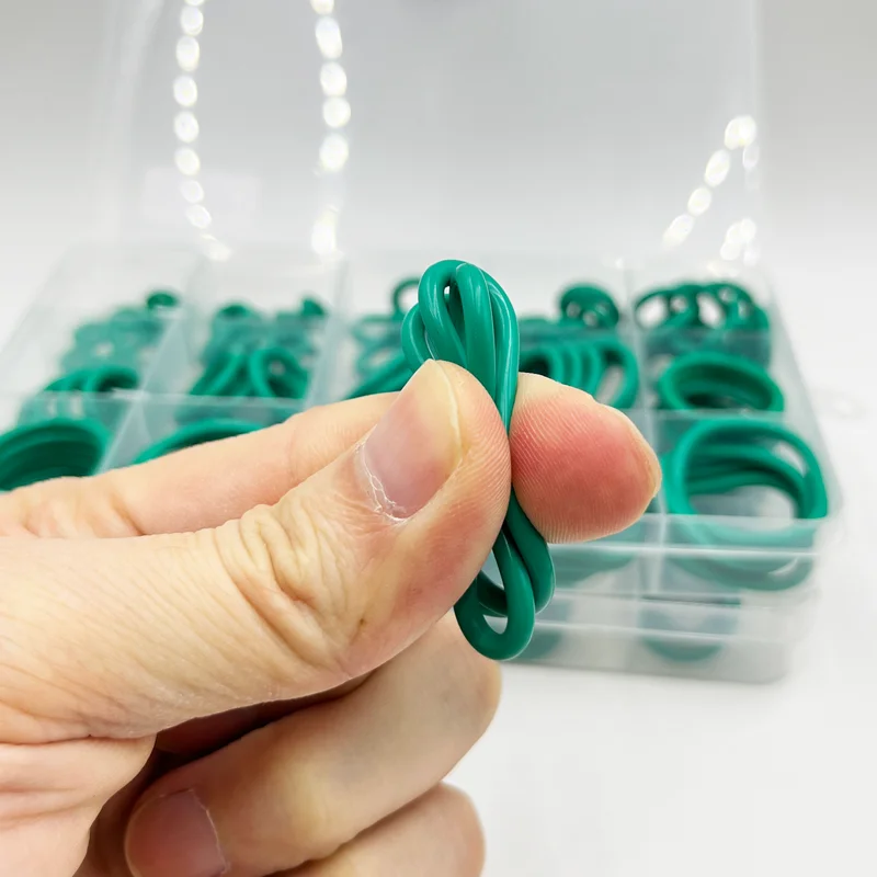 Rubber O Rings FKM Green Fluororubber Sealing Gasket CS1.5/2.0/2.4/3.1mm Oil Resistant Acid Alkali Resistant Kit