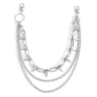 New Punk Rivets Pants Chain for Women Men Hip Hop Silver Color Multilayer Waist Chain Dress Jewelry Gothic Rock Accessories 5