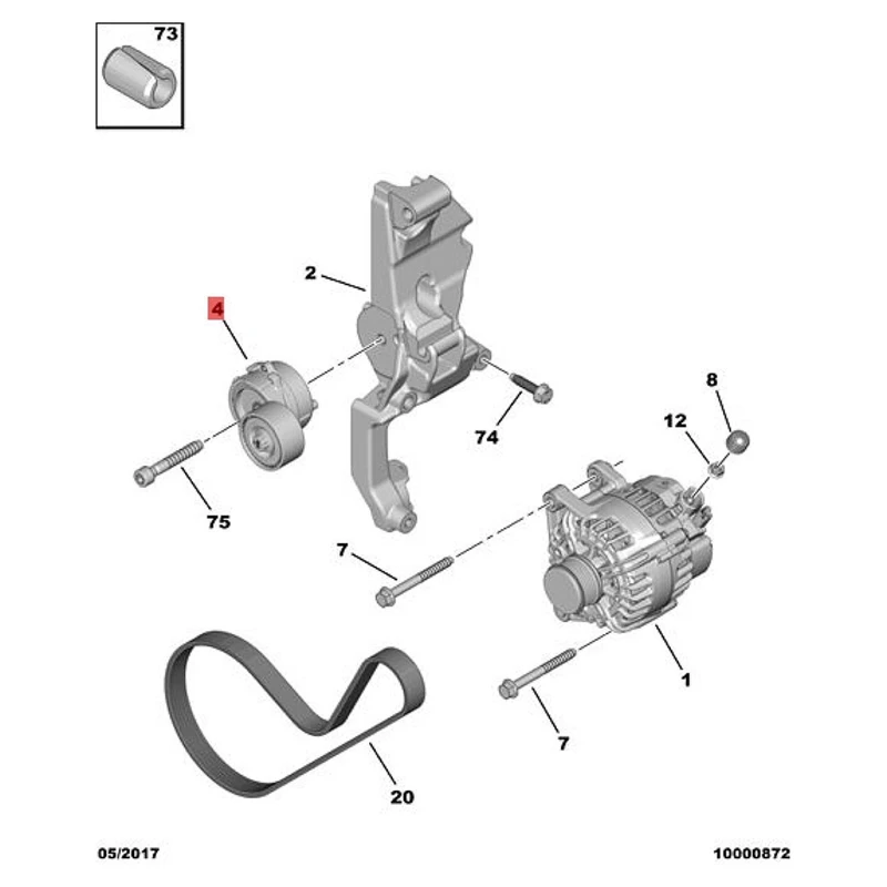 Drive Belt Automatic Tensioner 9675874680 1611426280 534065310 9808281280 for TOYOTA PROACE CITY PEUGEOT PARTNER 1.2T