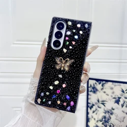 Glitter Butterfly Gradient Diamond Pearl Pink Gift Case Cover - Galaxy Z Fold4 (Black)