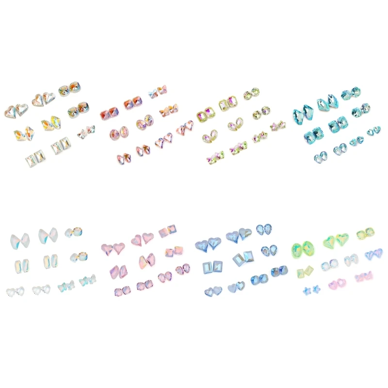 

831E 20Pcs Mixed Glass Crystal Hybrid Diamond Rhinestones Nail Art Decorations Drop