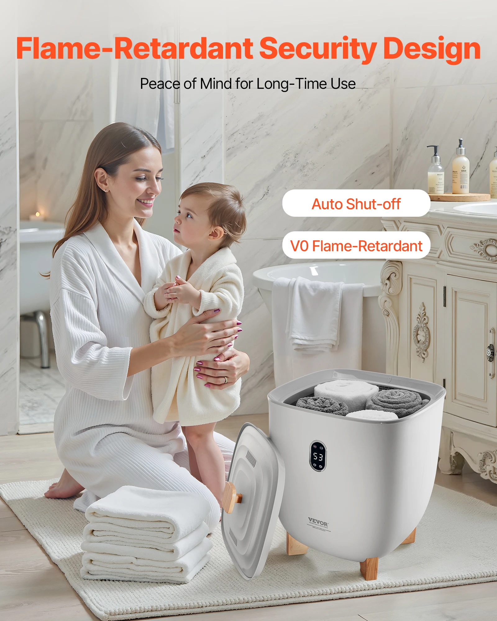 Electric Heated Towel Warmer Bucket with LED Light