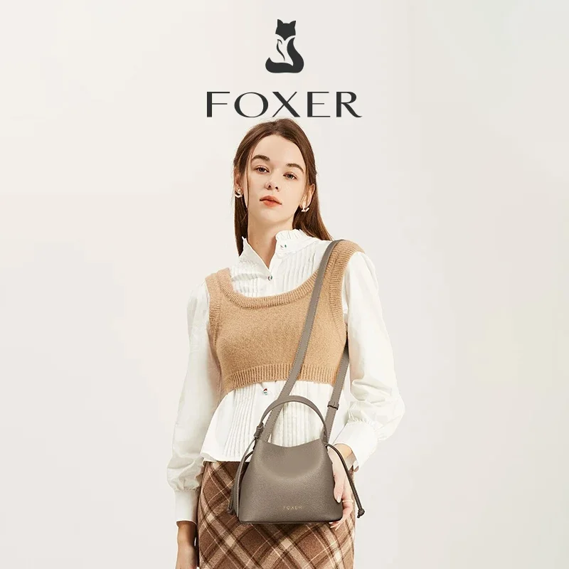 FOXER Brand Women's Top-handle Bucket Bag  2026 New Trendy Hot Selling Fashion Versatile Female Shoulder Crossbody Bag Purse 5