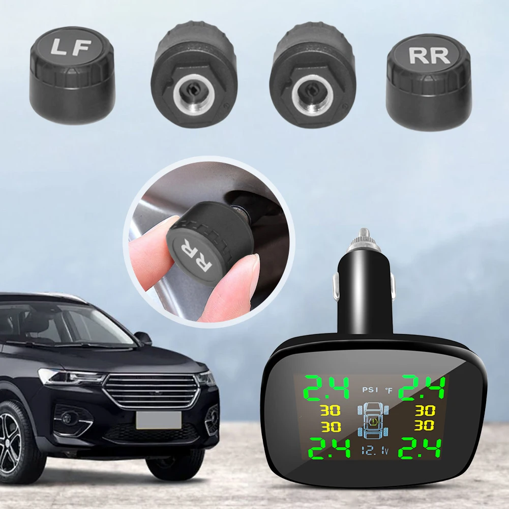 Tire Pressure Monitoring System with 4 Sensors Tire Pressure Monitor System Universal TPMS for Car SUV Sedan