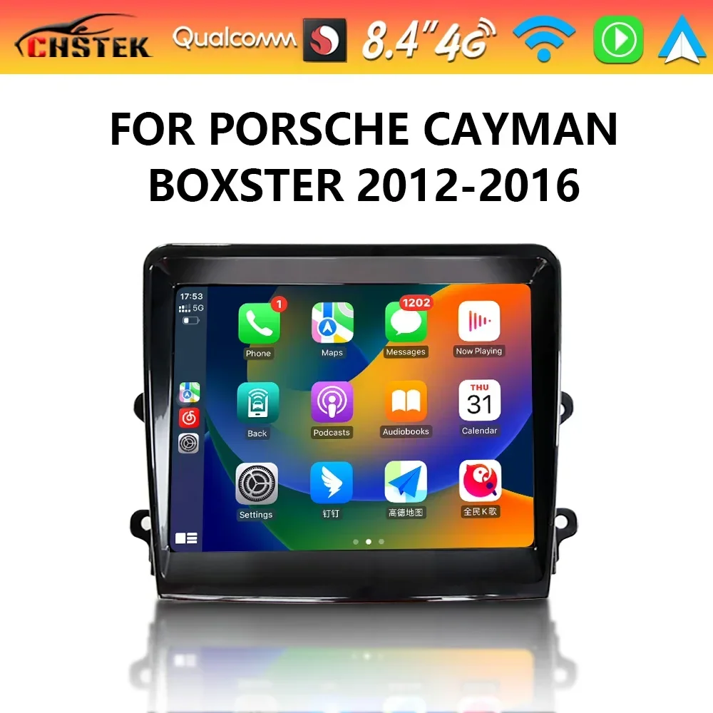 

CHSTEK Qualcomm Car Radio Android13 Auto For Porsche Cayman Boxster 718 911 918 981 997 Carplay WIFI 4G Bluetooth GPS Navigation