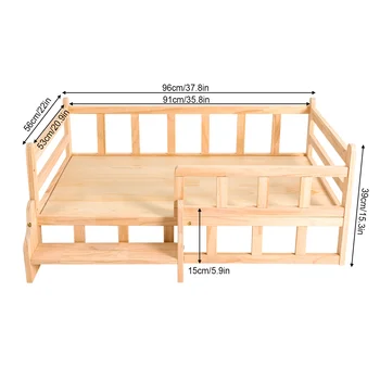 Solid Wood Pet Bed, Wooden Dog Bed Frame, Dog Kennel Furniture, Dog Bed Stand Elevated Fence Rounded Corners for Cats or Dogs 4