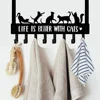 Black Cat Over The Door Hooks Hanger, 8 Hooks Decor Towel Coat Rack Organizer coat rack wall mount towel rack Iron Art 3