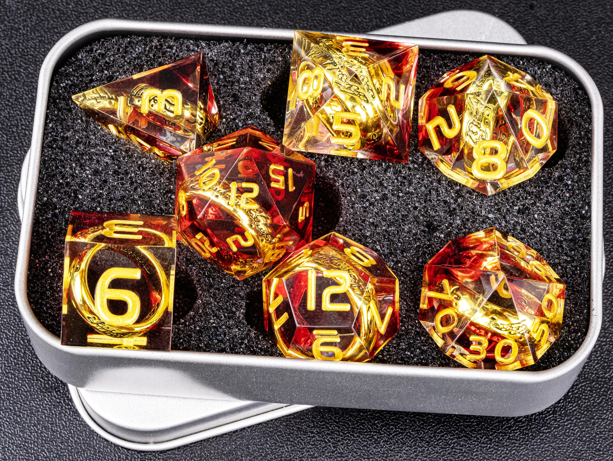 매직 로드 링스 DND 다이스, 7개 레진 LOTR D&D 다이스 세트 롤플레잉..