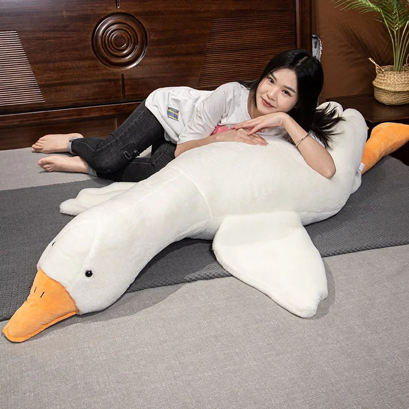MINISO 50-160cm Extra Large Cute Big White Goose Plush Toy Cute Big Duck Animal Plush Stuffed Doll Super Soft Sleeping Pillow