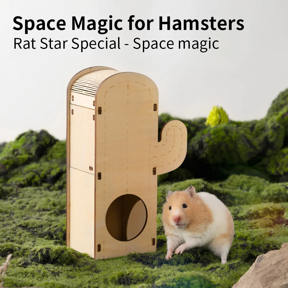 

Hamster Cage Guinea Pig Cactus House Squirrel Climbing Shelter Toys Rodents Hideout Wooden Nest Small Pets Hamster Accessories