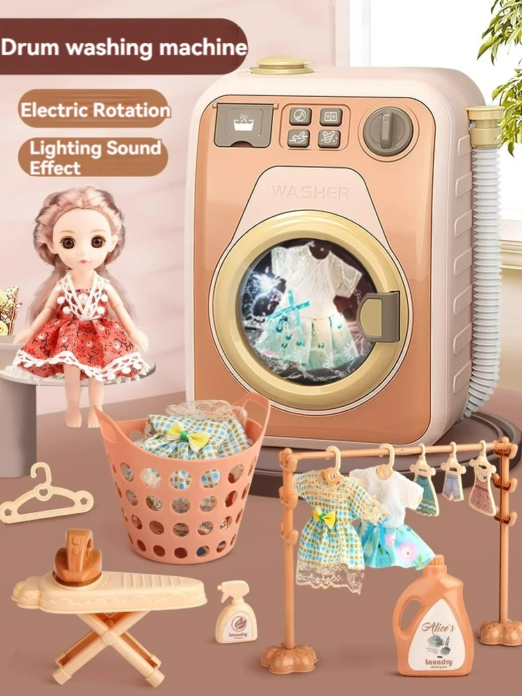 Mini Cleaning Set Small Household Appliances Series Drum Washing Machine Cleaner Play House Doll Festival Birthday Gift Kid cleaning toys,children pretend play toys,miniature doll house supplies,children washing machine toys,mini figurine toys