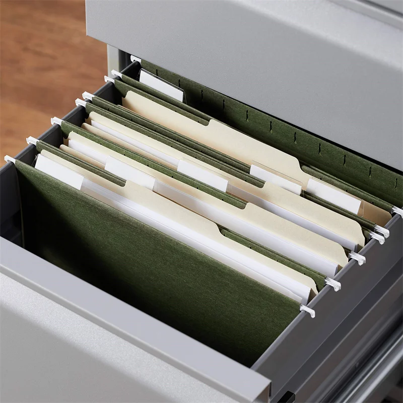 Legal Size Hanging File Folders With PlastiC Tabs, Suspension Hanging Folder 1/5 Cut Adjustable Tab Office Extra Capacity 25pack