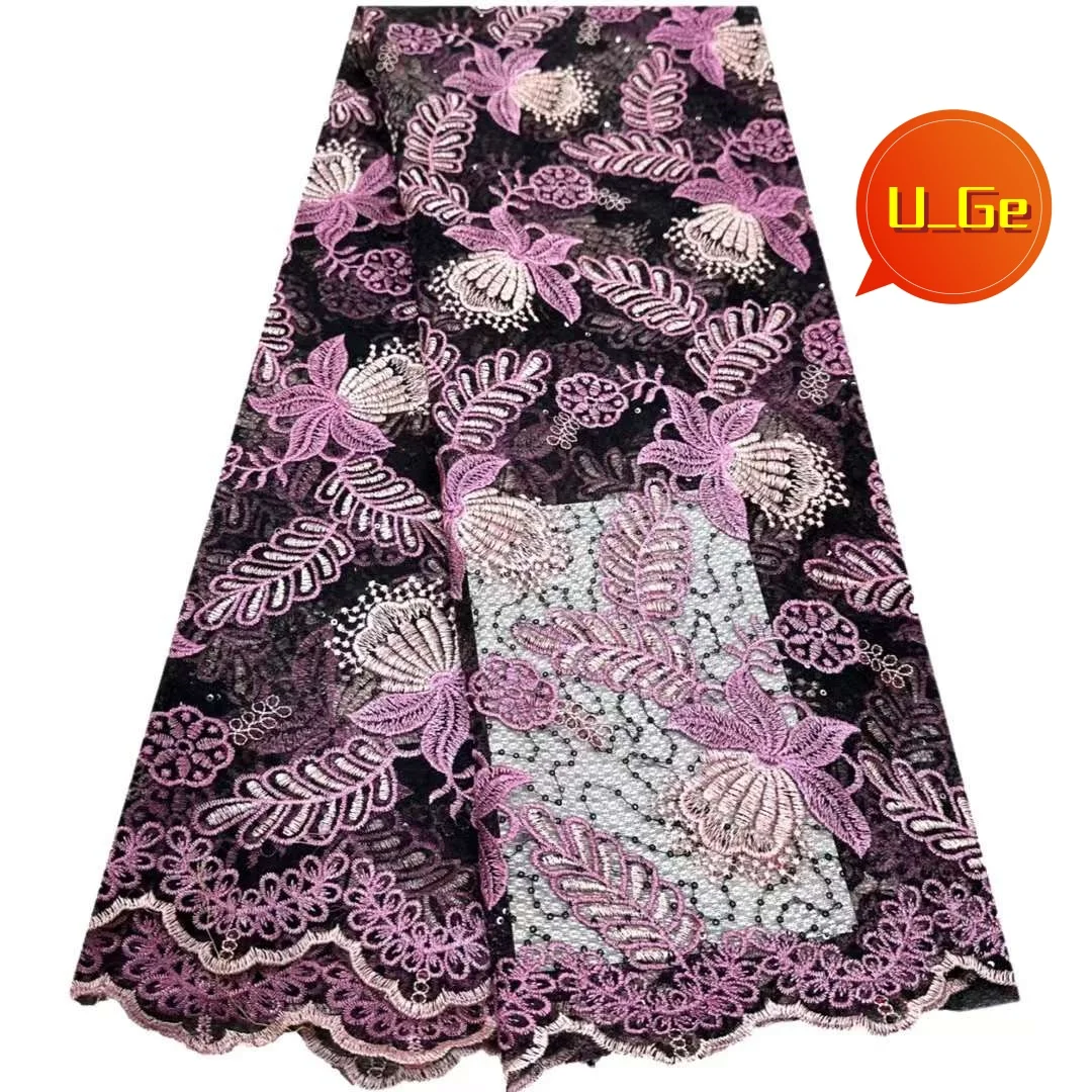 

5Yards 2024 Latest Best Quality Delicate Very Soft Embroidered Tulle lace Fabric For Party Evening Dress U_GE1868