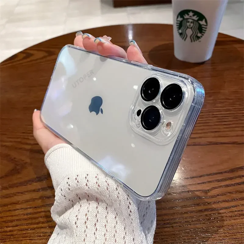thumbnail image 1 of Luxury New High Quality Plating Clear Not Yellowing Case For IPhone 15 14 11 12 13 14 Pro Max Mini XS X 15 Plus Shockproof Cover, 1 of 5