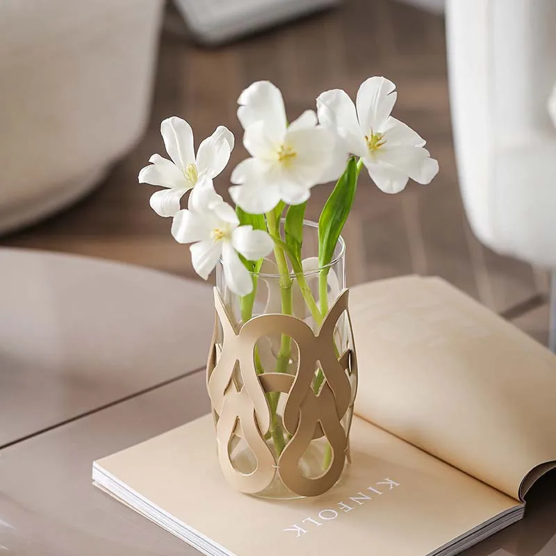 Leather Glass Vase European Luxury Home Decoration Vase Tabletop Vase Decor Leather Wrapped Hydroponic Plant Container Plantpot 5