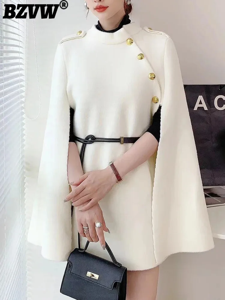 

BZVW Imitation Mink Velvet Knitted Woolen Coat Women's 2023 Winter Temperament Elegant Keep Out The Cold Wool Overcoat Female