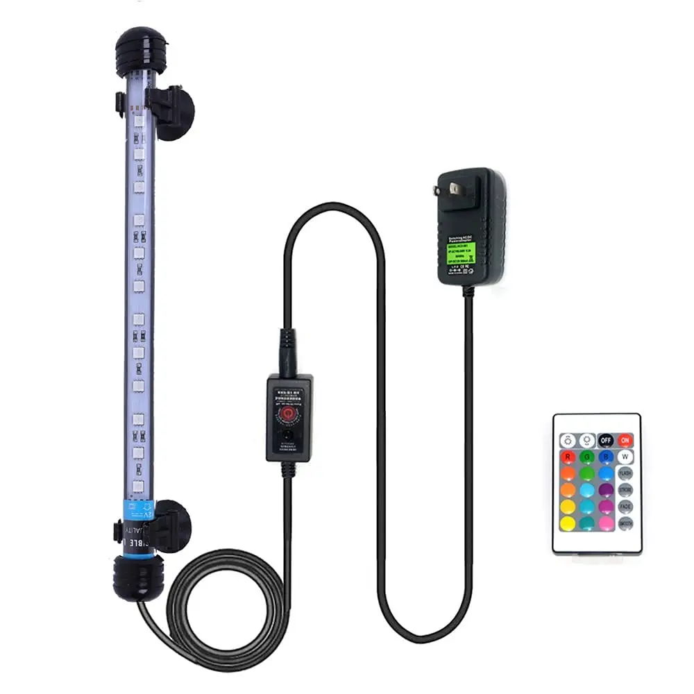 18cm 28cm 37cm 48cm Submersible LED Aquarium RGB Light Underwater Lamp Waterproof Lighting for Fish Tank with Remote Control aquarium light led lamp aquarium lamp