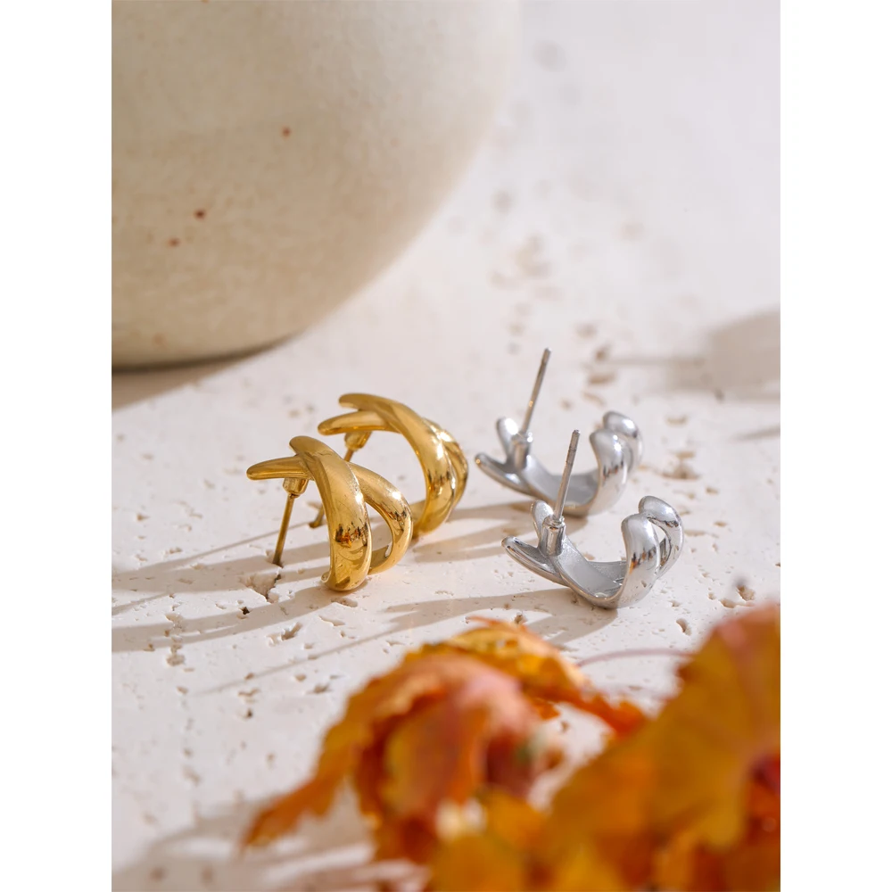 Yhpup Jewelry Metal Stud Earrings for Women