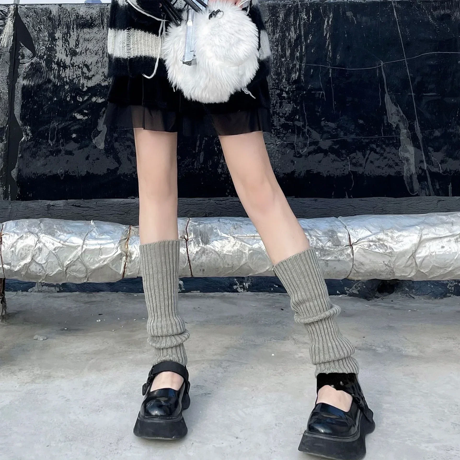 Cozy Knit Long Socks and Arm Warmers in White - Women's Autumn/Winter Leg Warmers and Boot Cuffs
