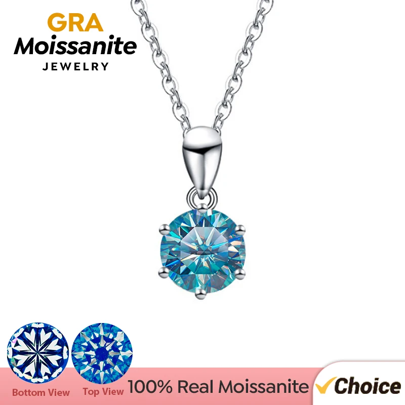 GRA1CT3CTMoissaniteDiamondWeddingPendantNecklaceforWomen925SterlingSilverLongChain