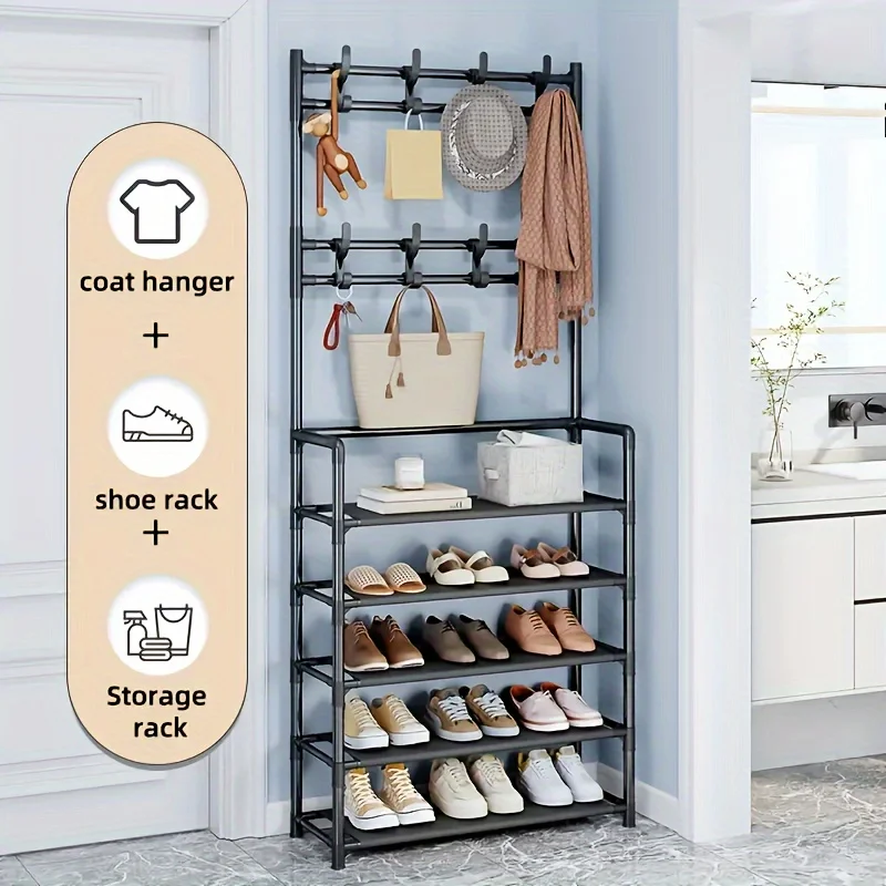 Multi-Tier Shoe Rack Organizer Floor Standing Cabinet Storage For Sneakers Hat Coats Dormitory Home Multifunctional Space Saving 6