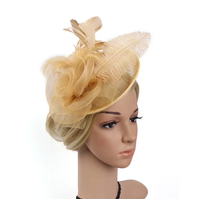 Women Ascot Fascinator Hat Feather Mesh Headband with Clip Reversible Kentucky Derby Photography for Ladies Tea Party 1