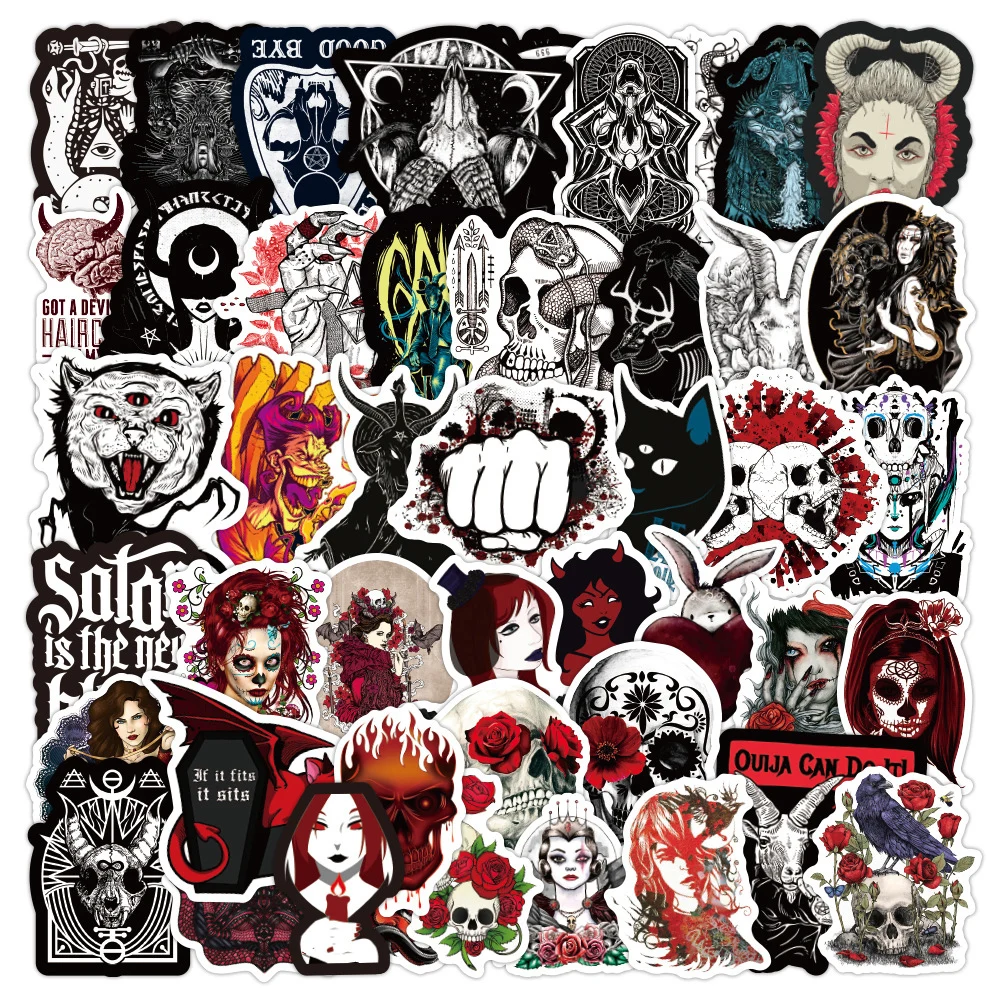 

10/30/50/100pcs Cool Gothic Dull Red Daemon Witch Anime Stickers Skateboard Laptop Helmet Car Motorcycle Waterproof Sticker Toys