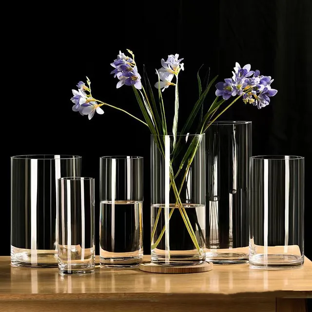 Piante idroponiche Vaso da fioriera in vetro da tavolo Vaso in vetro Cilindro trasparente Vaso da fiori Camera da letto Decorazione domestica da tavolo 1