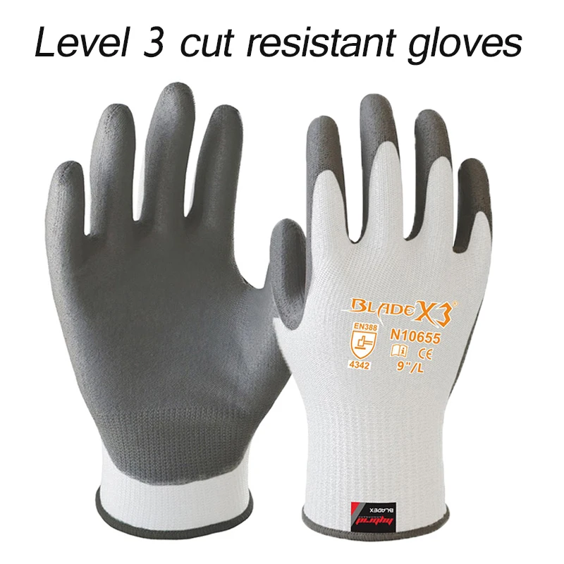 

10 Pairs White Cut Resistant Work Glove Glass Handing Labor Glove HPPE Anti Cut Safety Protective Gloves EN388 4342