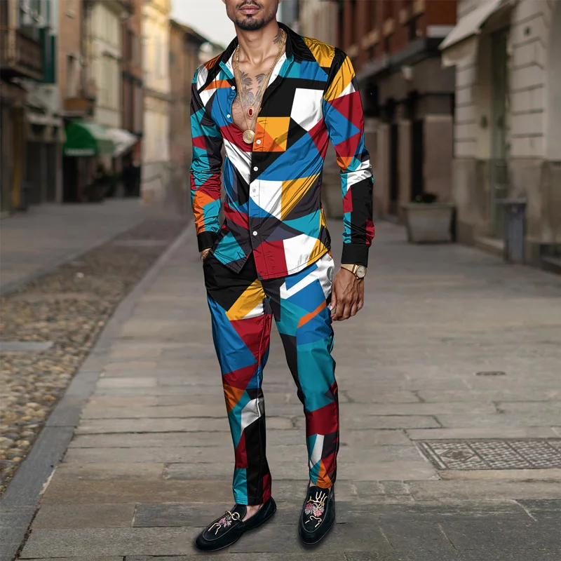 2025 Spring Summer Men Shirt Set Brand Print Fashion Simple Two Piece Set Mens Luxury Lightweight Party Long Sleeves Suit Casual_voghion.com