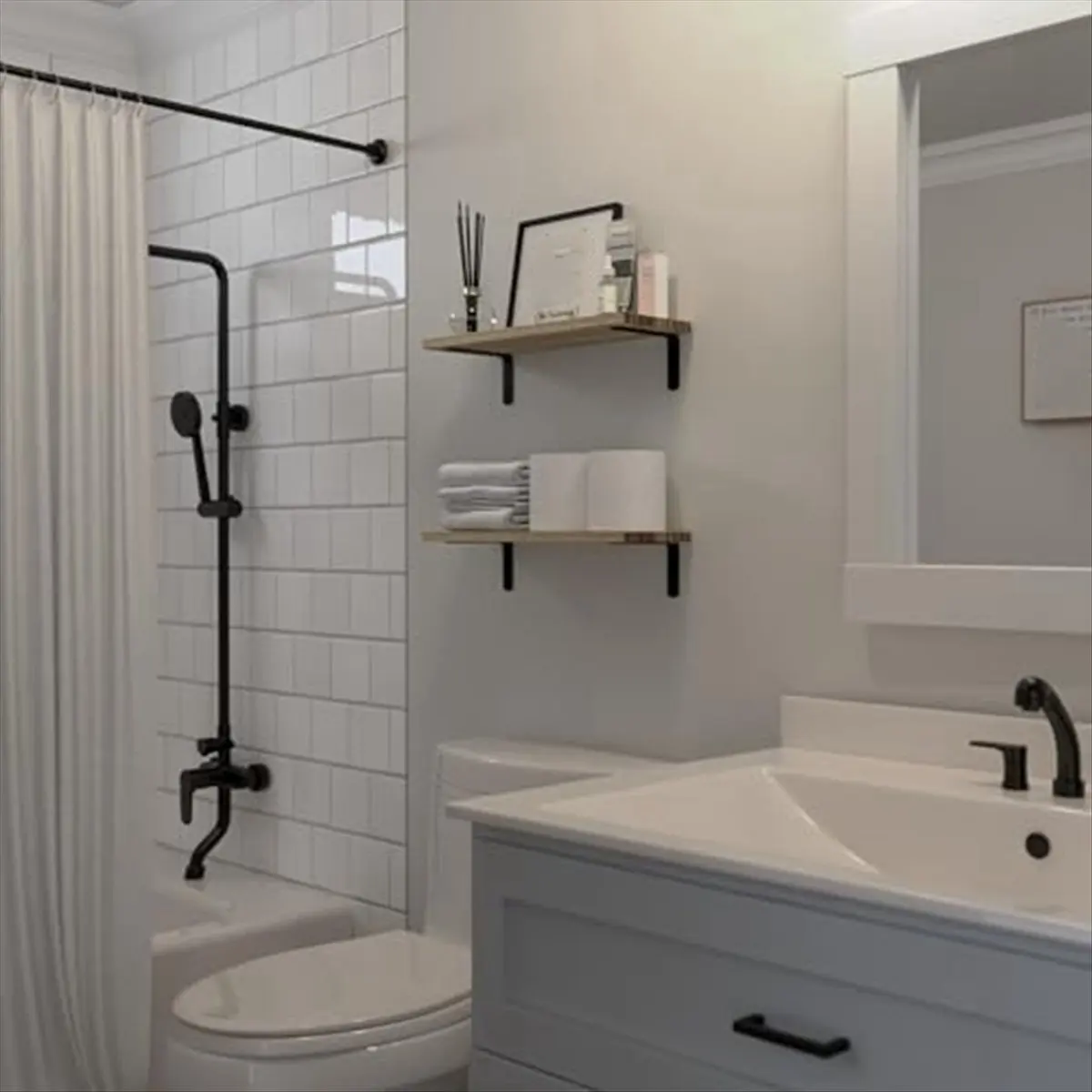 [CLOS] מדפים צפים, מדפים עץ צפים לקישוט קיר, מדף צף מונח על הקיר לאחסון חום בהיר