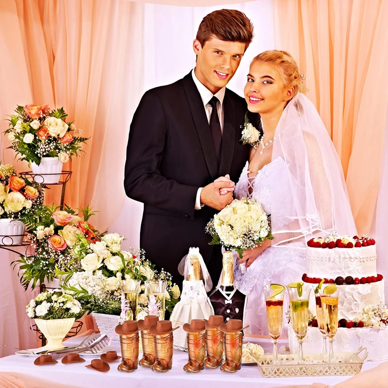 30Pcs/set Mini Cowboy Boot Cups Glasses with Caps Western Cowgirl Birthday Party Supplies Wedding Bachelorette Party Decoration