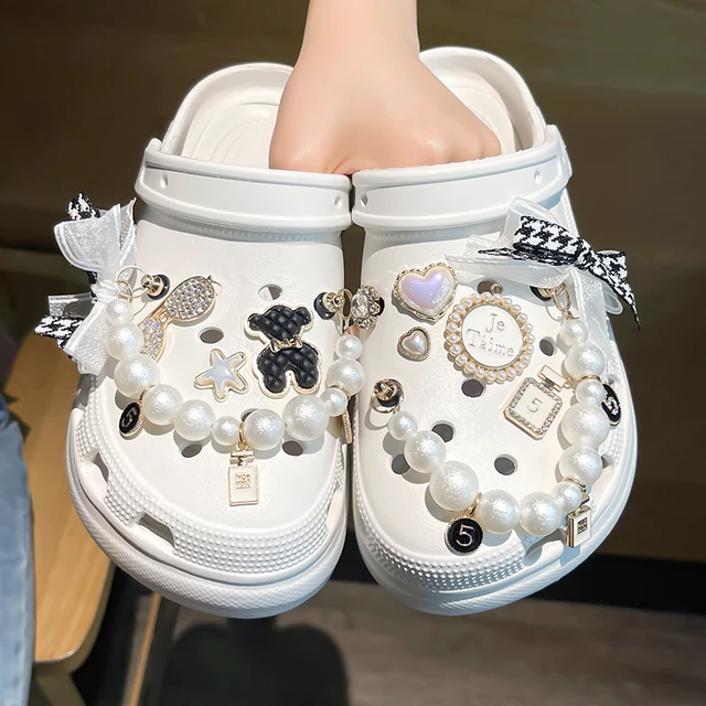DIY Luxury Elegant Shoe Jewelry Fashion Flower Chain Croc Charms Designer  Vintage Colorful Bejeweled Croc Accessories All-match - AliExpress