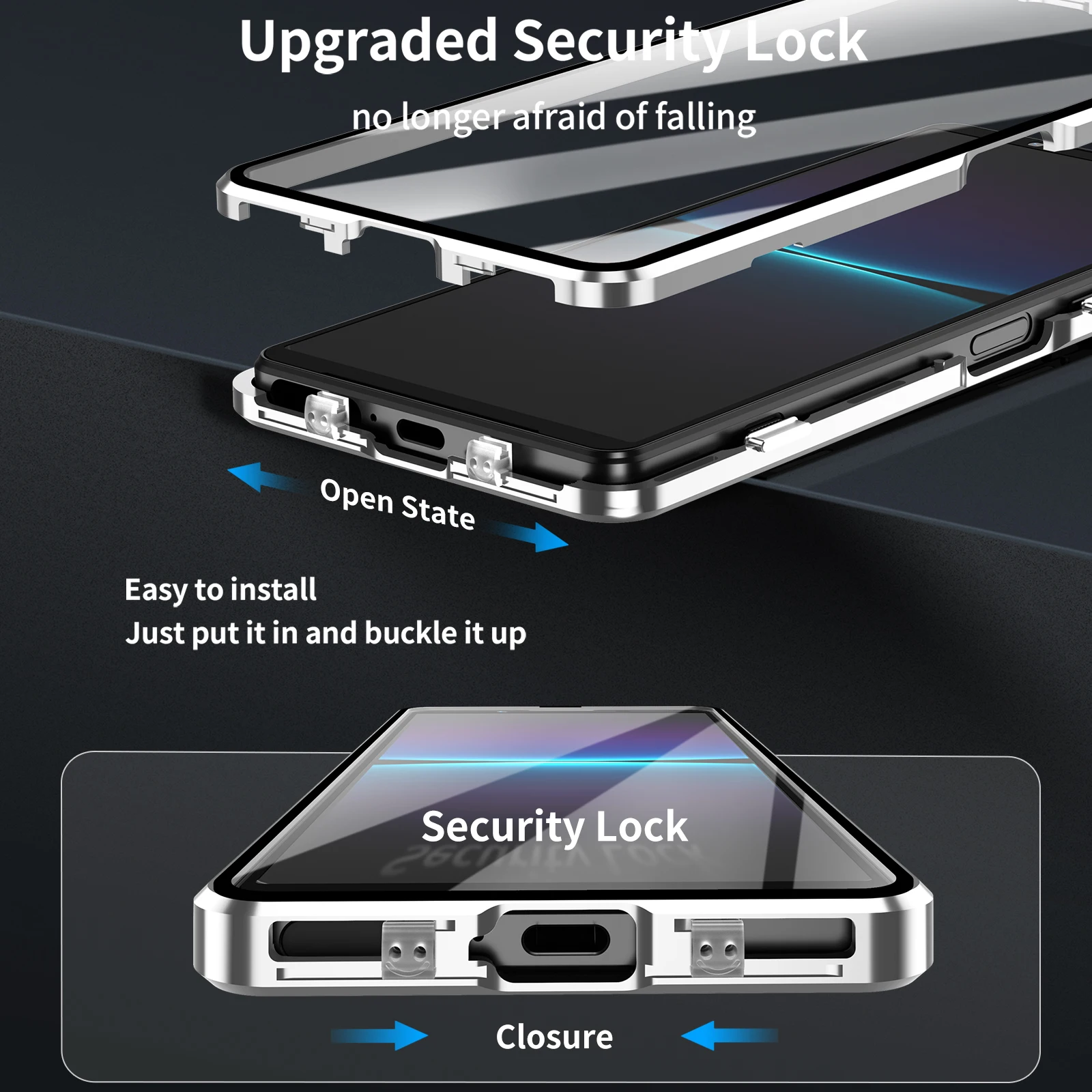 Premium Tempered Glass & Metal Bumper Shockproof Protective Phone Case